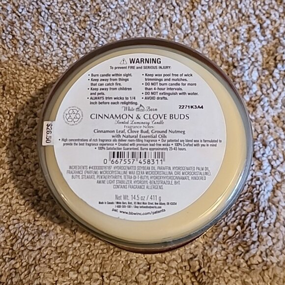 CINAMMON & CLOVE BUDS 3 Wick Candle Bath and Body Works - Picture 3 of 5